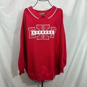 Vintage Jeans by Express collared red collegiate sweatshirt size L